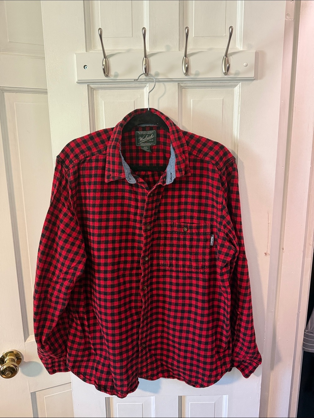 Men's Woolrich Red and Black Buffalo Plaid Flannel Shirt